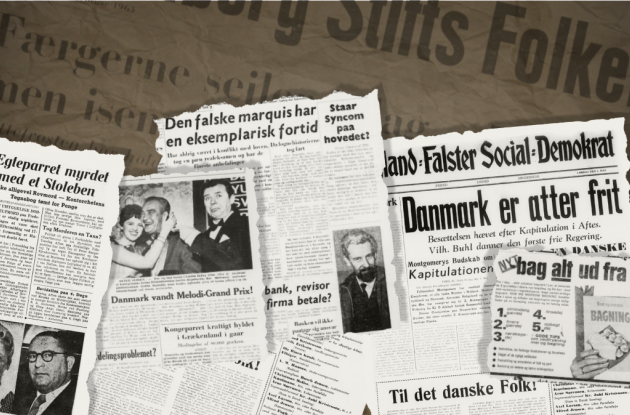 Excerpts from historical Danish newspaper pages